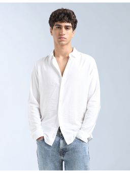 Flying Machine - White Solid Slim Fit Shirt