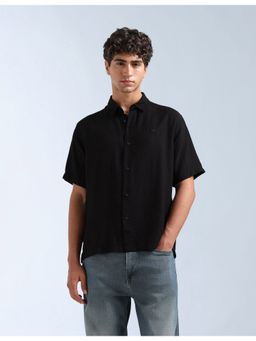 Flying Machine - Black Herringbone Relaxed Fit Shirt
