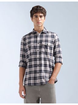 Flying Machine - Men Blue Tartan Checked Originals Shirt