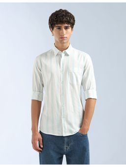 Flying Machine - White Vertical Striped Original Shirt