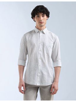 Flying Machine - White Vertical Striped Slim Fit Shirt