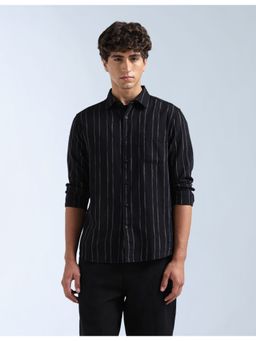 Flying Machine - Black Dobby Slim Fit Shirt