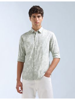 Flying Machine - Green Original Tropical Floral Printed Shirt