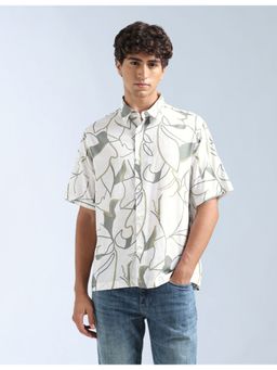 Flying Machine - Green All Over Printed Relaxed Fit Shirt