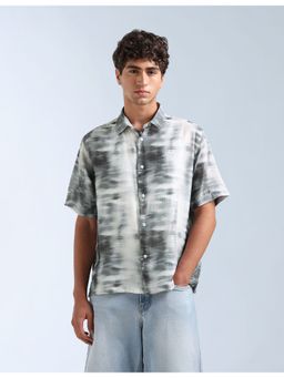 Flying Machine - Grey All Over Tie Dyed Relaxed Fit Shirt