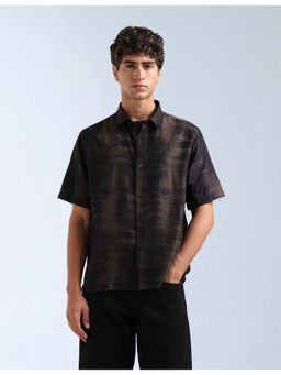 Flying Machine - Brown All Over Tie Dyed Relaxed Fit Shirt