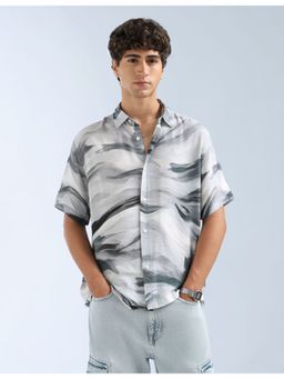 Flying Machine - Grey Abstract Printed Twill Shirt