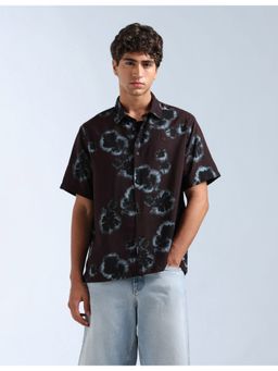 Flying Machine - Brown Floral Printed Relaxed Fit Shirt