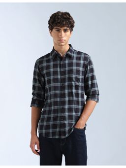 Flying Machine - Black Windowpane Checked Twill Shirt