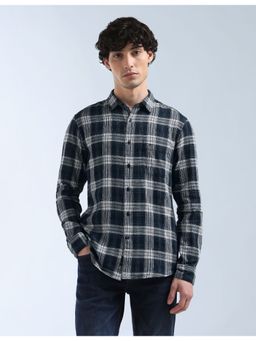 Flying Machine - Blue Tartan Checked Slim Fit Shirt