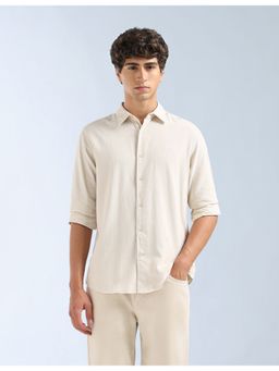 Flying Machine - Beige Textured Corduroy Shirt
