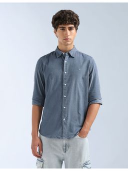 Flying Machine - Blue Textured Corduroy Shirt