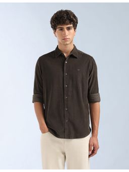 Flying Machine - Brown Textured Corduroy Shirt