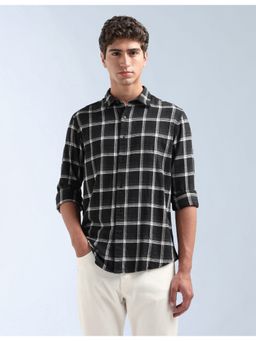Flying Machine - Black Grid Tattersall Checked Twill Shirt