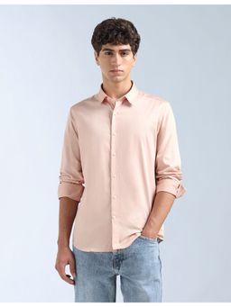 Flying Machine - Peach Satin Slim Fit Shirt