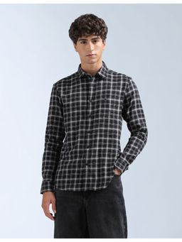 Flying Machine - Black Plaid Checked Pure Cotton Shirt