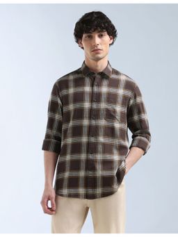 Flying Machine - Brown Tartan Checked Slim Fit Shirt