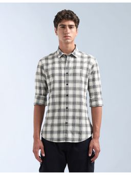 Flying Machine - Black Grid Tattersall Checked Seersucker Shirt