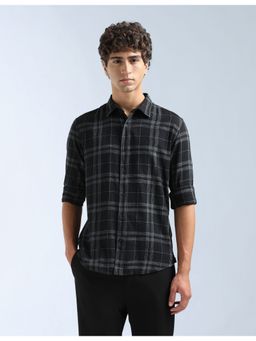 Flying Machine - Black Tartan Checked Slim Fit Shirt
