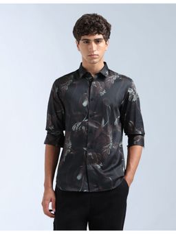 Flying Machine - Black Floral Printed Slim Fit Shirt