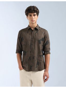 Flying Machine - Brown Printed Slim Fit Shirt