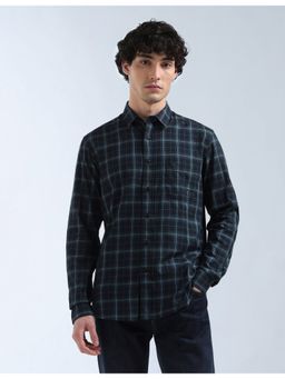 Flying Machine - Teal Plaid Checked Slim Fit Shirt