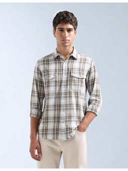 Flying Machine - Brown Tartan Checked Original Shirt