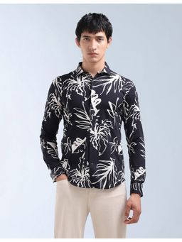 Flying Machine - Black Tropical Printed Original Shirt
