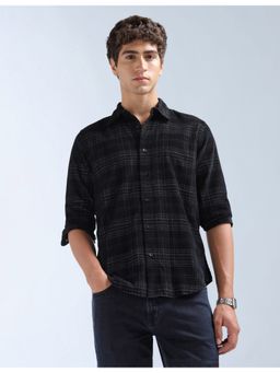 Flying Machine - Black Grid Tattersall Checked Original Shirt