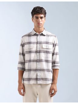 Flying Machine - Cream Tartan Checked Original Shirt