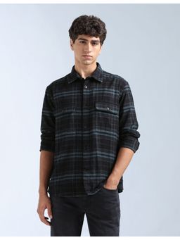 Flying Machine - Black Plaid Checked Twill Shirt