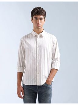 Flying Machine - Cream Vertical Striped Original Shirt
