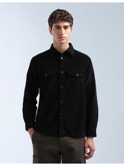 Flying Machine - Black Relaxed Fit Corduroy Shirt