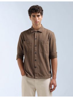 Flying Machine - Brown Original Vertical Striped Shirt