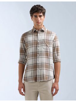 Flying Machine - Men Brown Original Tartan Checked Shirt