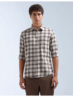 Flying Machine - Brown Men Original Tartan Checked Shirt