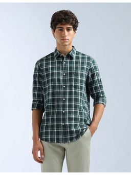 Flying Machine - Green Tartan Checked Slim Fit Shirt