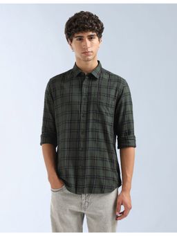 Flying Machine - Green Original Grid Tattersall Checked Shirt