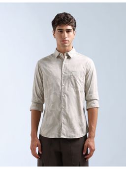 Flying Machine - Taupe Floral Printed Original Shirt