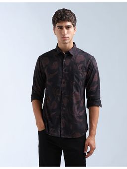 Flying Machine - Brown Floral Printed Original Shirt