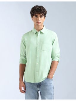 Flying Machine - Green Oxford Slim Fit Shirt