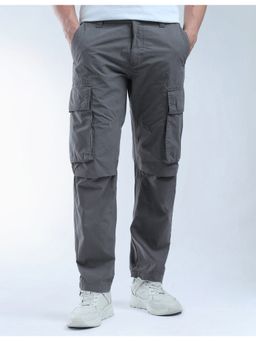Flying Machine - Men Grey Cotton Solid Cargo