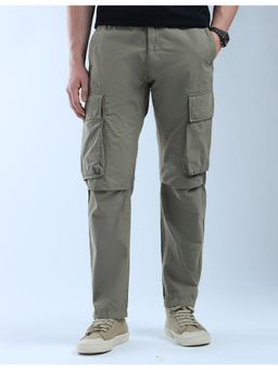 Flying Machine - Men Green Cotton Solid Cargo