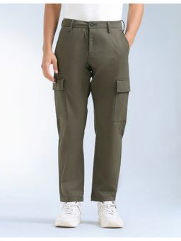 Flying Machine - Men Green Cotton Solid Cargo