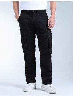 Flying Machine - Men Black Cotton Solid Cargo