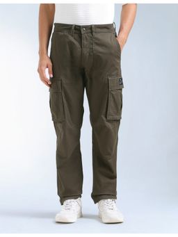 Flying Machine - Men Green Cotton Solid Cargo