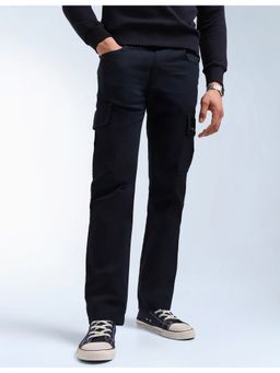 Flying Machine - Men Blue Cotton Solid Cargo