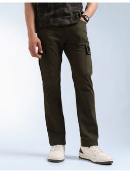 Flying Machine - Men Green Cotton Solid Cargo
