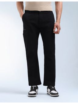 Flying Machine - Men Black Cotton Solid Cargo