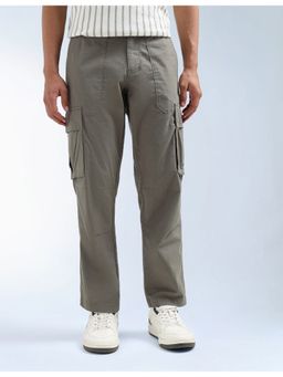 Flying Machine - Men Green Cotton Solid Cargo